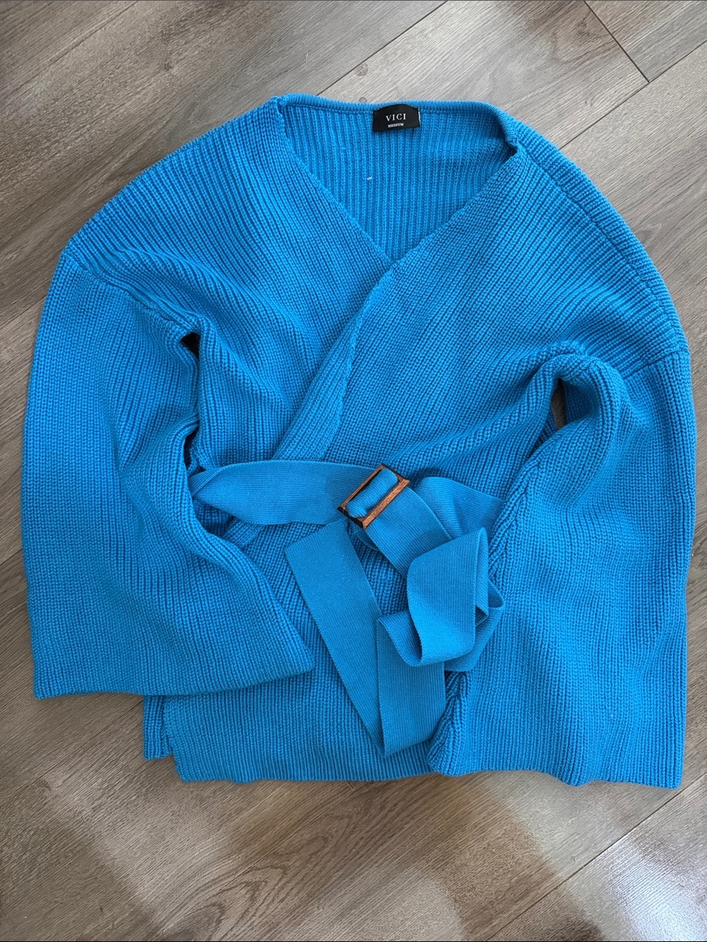 VICI Bright Blue Wrap Cardigan Sweater with Belt